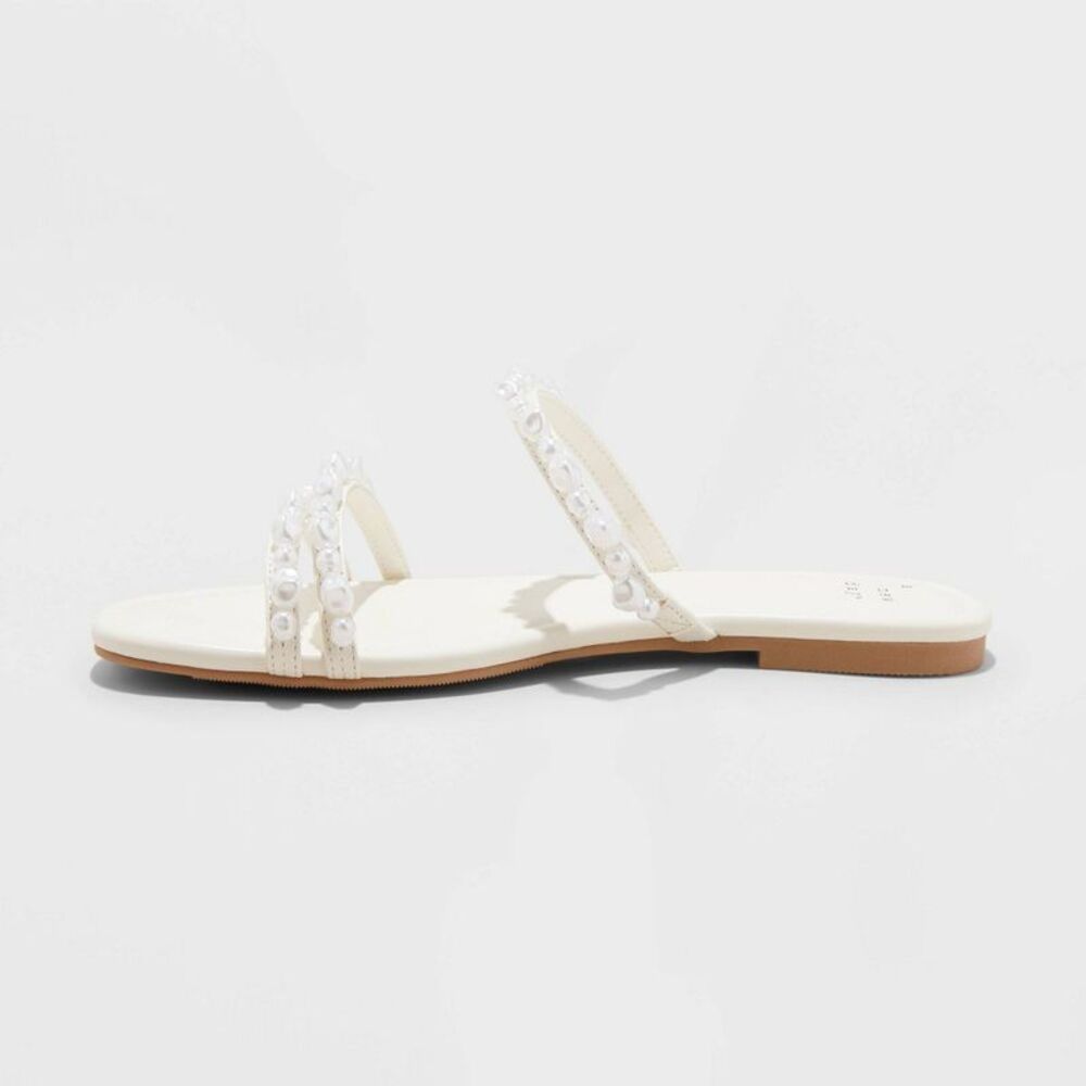 A New Day - Women's Aida Strappy Sandals - A New Day Ivory 9: Ivory - Picture 2 of 4